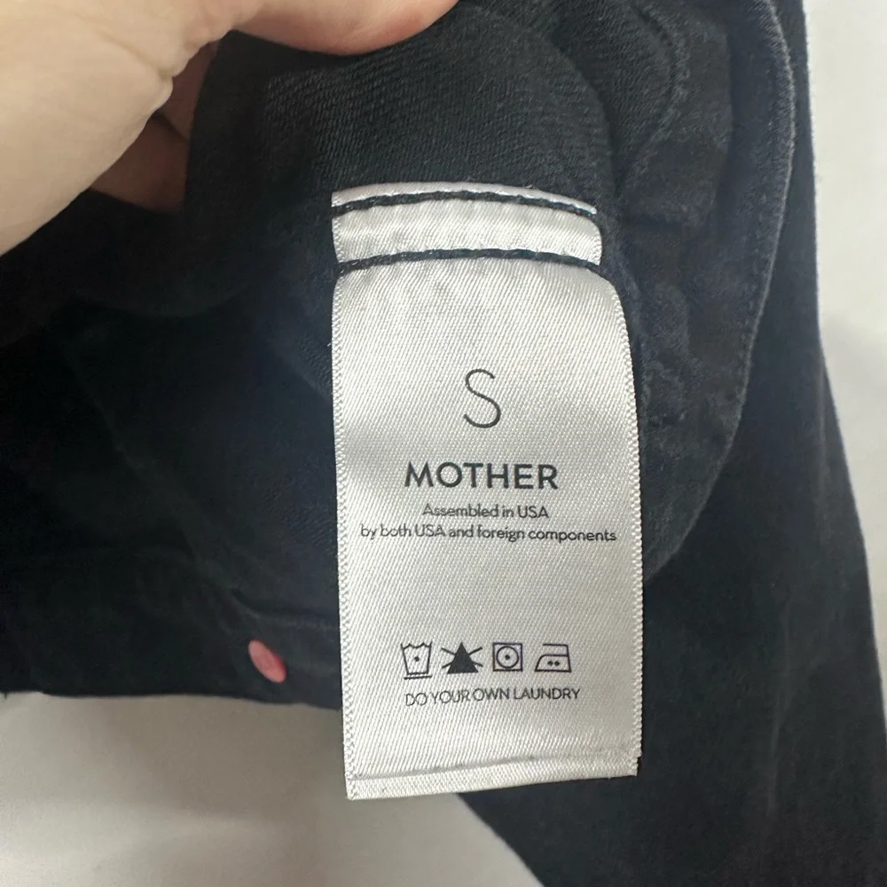 $336 Snacks Mother Women's Black The Chiclet Zip Crop Denim Jacket Size Small - Picture 7 of 8